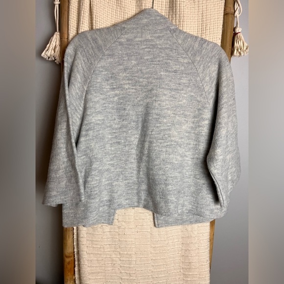 HEATHER silver gray wool three quarter sleeve boxy jacket - Picture 7 of 7